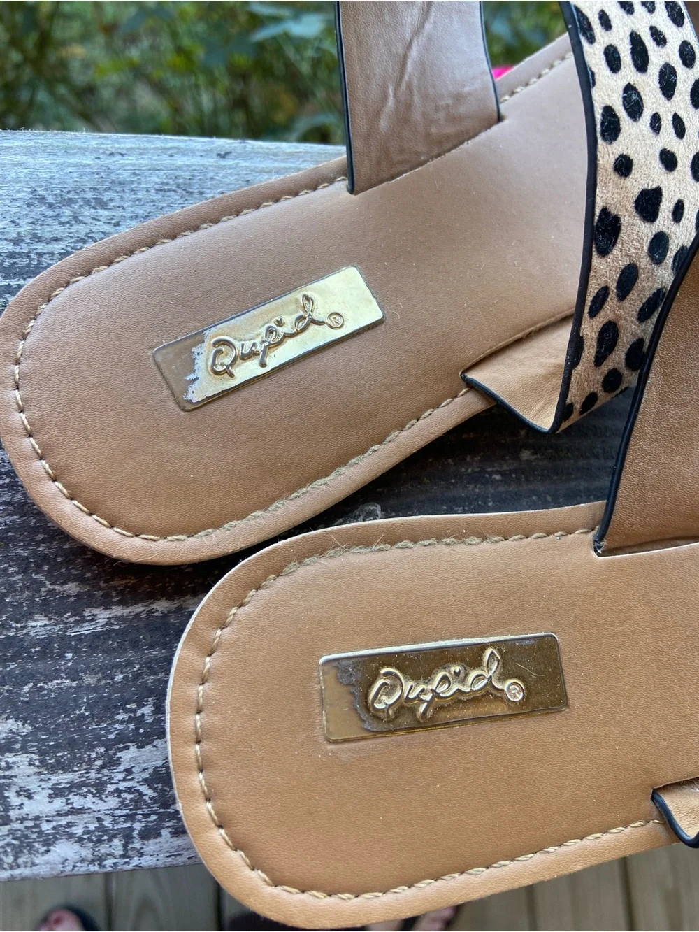 Qupid Pink Suede & Leopard Print Two-Strap Slide Sandals
